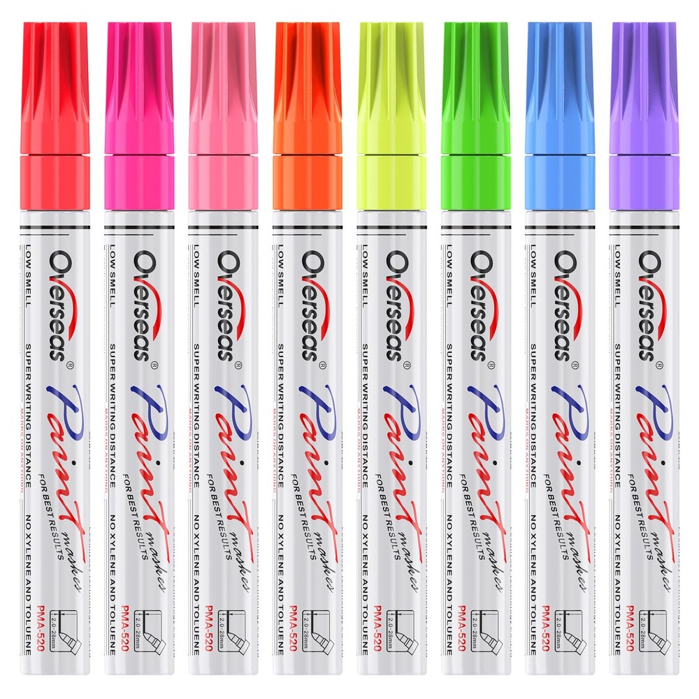 Overseas Neon Fluorescent Paint Marker Pens 8 Colors OilBased Paint Markers,…