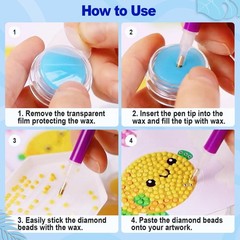 12 Pack Diamond Art Wax for Painting Accessories, yellow blue purple