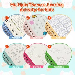 Magic Grooved Writing Practice for Kids,Reusable Grooved Handwriting Workbooks A