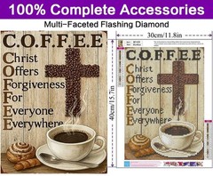 Coffee Diamond Art Kits for Adults, Christian Diamond Art Painting Kits for Adu,