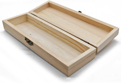 Plain Unfinished Wood Pencil Box, Unpainted Rectangle DIY Artist Tool and Brush