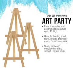 6 Pack 8″ Small Natural Wood Display Easel, A-Frame Artist Tripod Tabletop Stand
