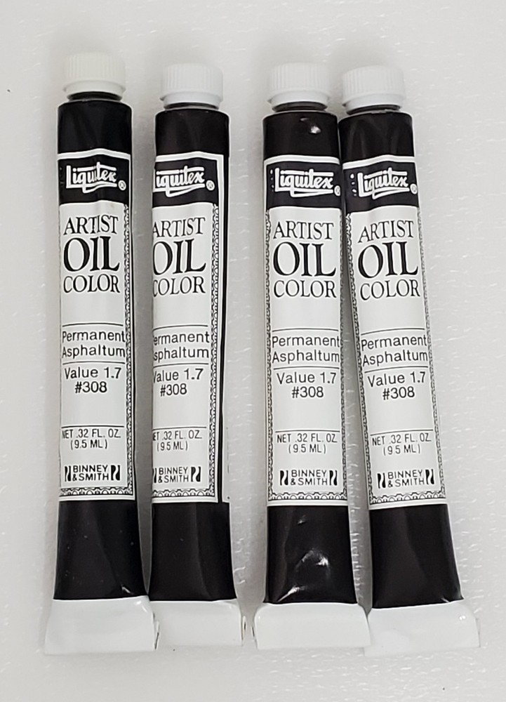 Lot of 4 Liquitex Artist Oil Color Perm Asphaltum Value 1.7 #308 NOS .32 fl oz