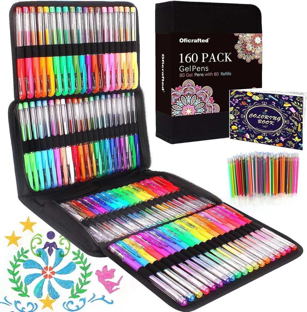 160 Pack Gel Pens Set with 80 Colors + 80 Refills for Adult Coloring & Art