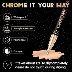 3Pcs Chrome Paint Markers, Permanent Mirror Liquid 3PCS Silver,Gold,Bronze