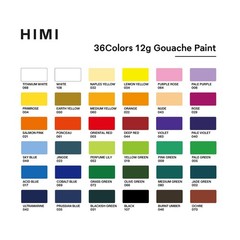 HIMI Twin Cup Jelly Gouache Paint Set with 0.01 Ounce (Pack of 36), 36 colors