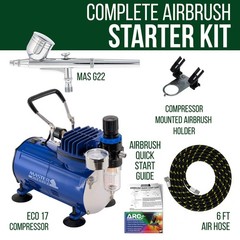 Airbrush Kit Dual Action Gravity Feed With Compressor 03mm Tip Craft Art Tattoo