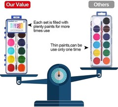 Watercolor Paint Set for Kids, 12 Colors, 24 Pack Washable Water Colors for P…