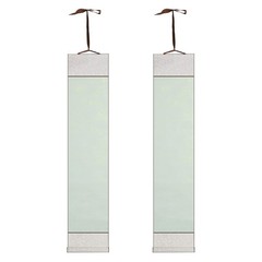 70.5″ x 12.6″ 2 Pcs Blank Hanging Scroll Paper Wood Rod, Sky Cyan