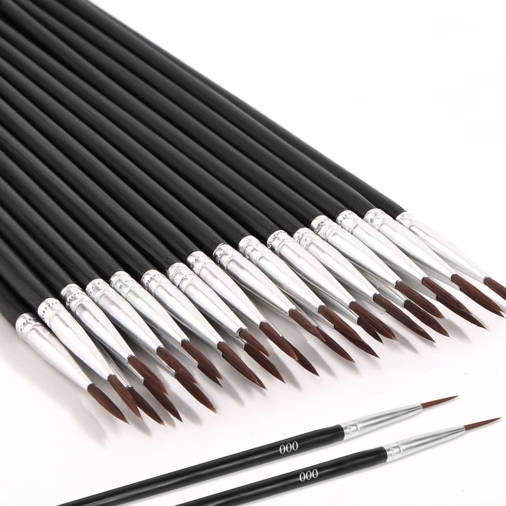 30 PCS #000 Micro Detail Paint Brushes Set with Protective Sleeve Fine Line