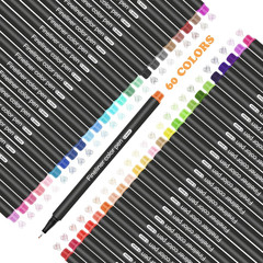 Fineliner Pens, 60 Colors Fine Liner Colourful Pens Set 0.4Mm Fine Tip Colored P