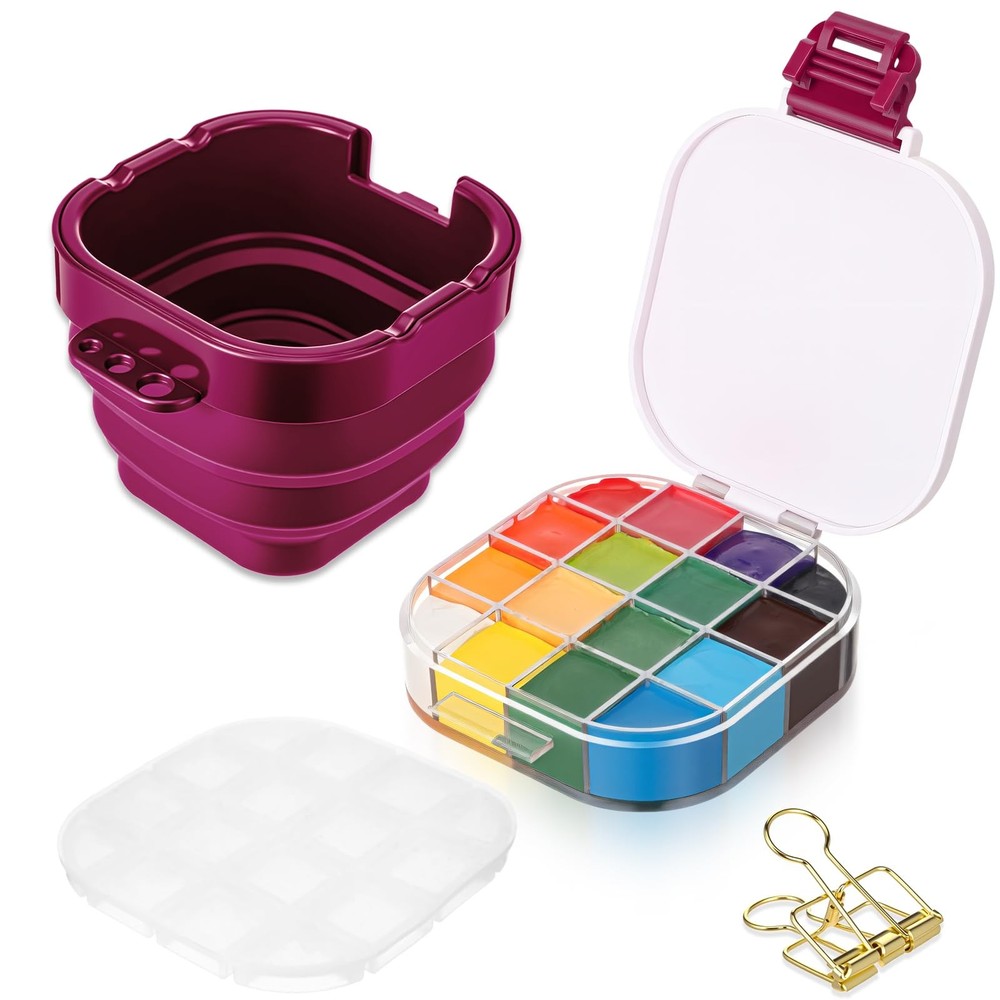 Airtight Acrylic Paint Palette with Lid 16 Well Storage Box Tray Paint Storag…