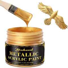 Brohood Gold Leaf Paint, 100Ml Water-Based Metallic Acrylic Paint, Golden Acryli