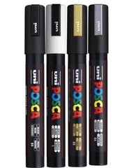 Set Of 2 Posca Water Based Paint Marker Pen Medium Point 4 Color Metallic