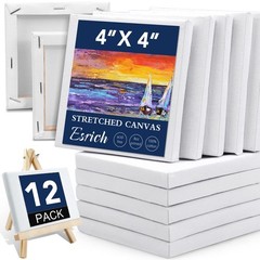 Mini Stretched Canvas 12 Pack 4x4inch, 2/5”Profile Art Primed Canvases for P…