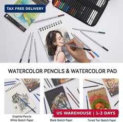 PANDAFLY 80 Drawing Sketching Kit Set – Pro Art Supplies with Sketchbook & Water