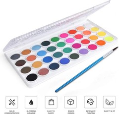 Versatile Non-Toxic 36-Color Watercolor Paint Set with 10 Brushes for Artists