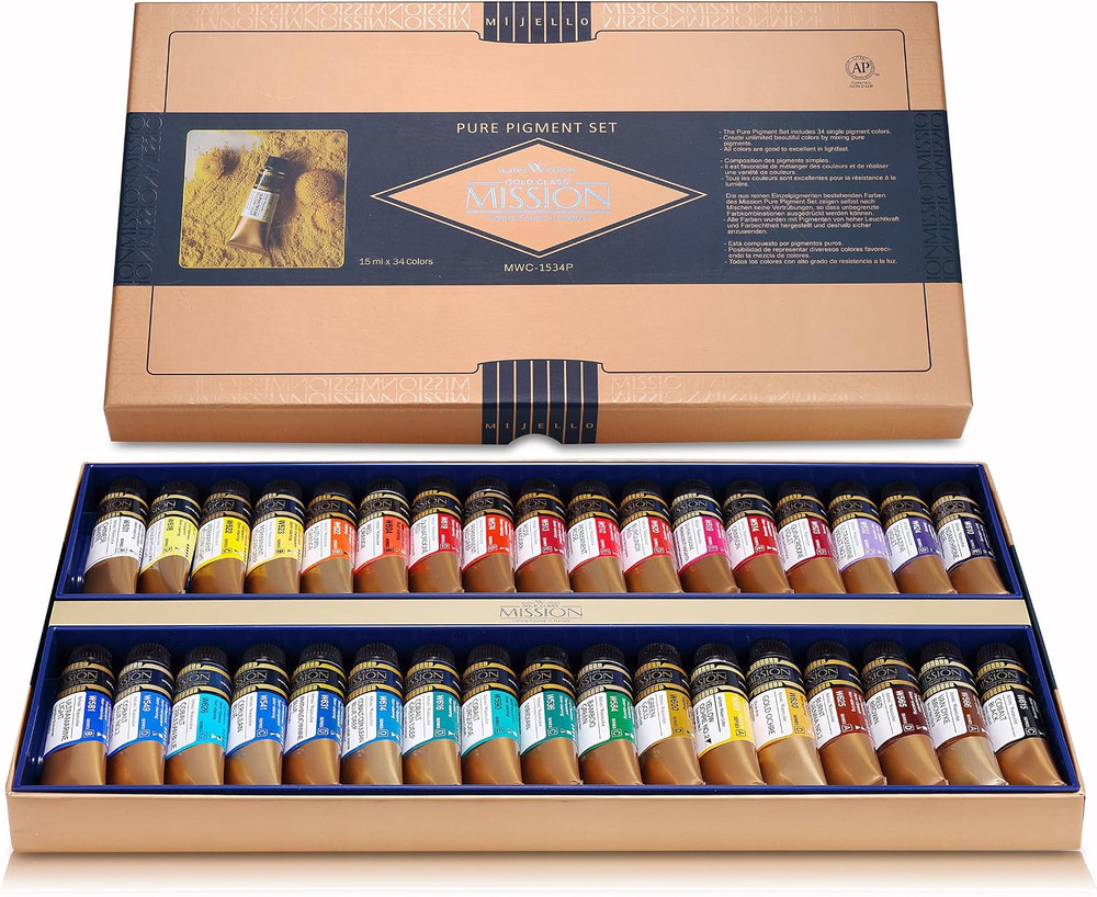 Mijello Mission Gold Class Pure Pigment Water Color MWC-1534P, 15Ml 34 Colors
