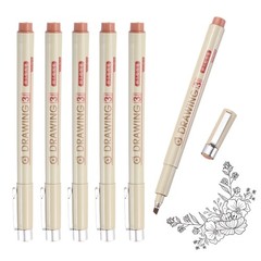 6Pcs 3.0mm Fineliner Ink Pens(Brown)