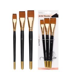 New Oil Painting Brush 3Pcs Big Flat Head 3Color Short Rod Set Nylon Hair Painti