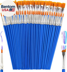 Small Paint Brushes Bulk, 110 Pcs Flat Tip round Acrylic Paint Brushes for Kids