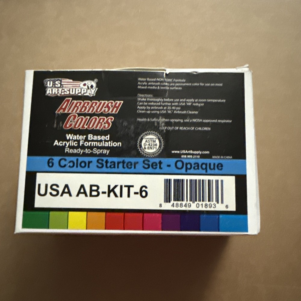 U.S. Art Supply 6 Color 1oz Starter Set with Cleaner & Thinner