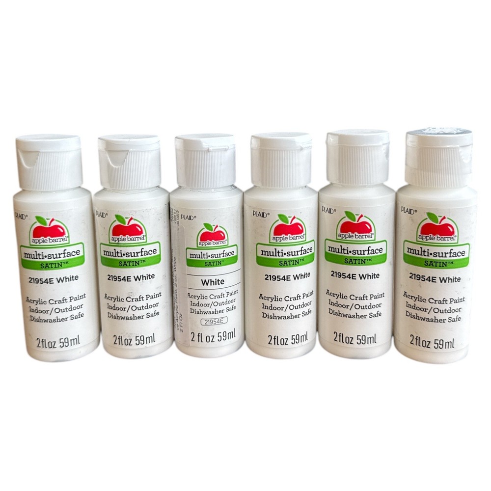 Apple Barrel White Paint Multi Surface Satin 2 Fl Oz Indoor Outdoor Craft 6 Pack