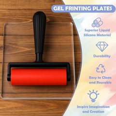 Gel Printing Pad with Brush – Reusable Gel Plate for Monoprinting, Stamping &…