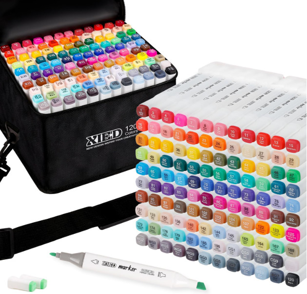 120 Colors Premium Alcohol Markers, Alcohol Markers Set with Adjustable Shoulder