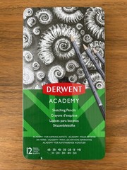 Derwent Academy Tin of 12 Graphite Sketching Pencils 6B – 5H Artist College Art