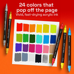 ARTISTRO 24 Acrylic Paint Markers – Paint Pens for Drawing – for Fabric, Rock, G