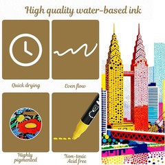 nauets 30 Colors Dual Tip Acrylic Paint Markers, Dot & Fine Tip Acrylic Paint Pe
