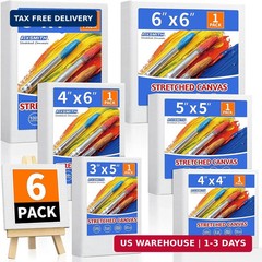 FIXSMITH Stretched Canvas for Painting, 3″x5″, 4″x4″, 4″x6″, 5″x5″, 5″x7″, 6″x6″