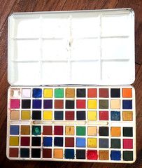 Vintage Page of London Paintbox Water Colour Set Clowns Metal Tin