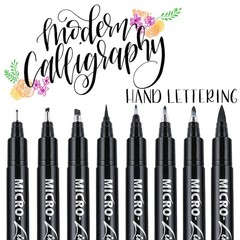 8 PCS Hand Lettering Pens Calligraphy Brush Markers For Beginners Black Ink