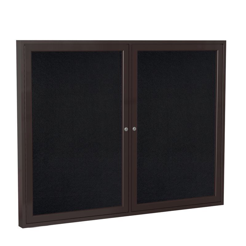 Ghent’s 36″ x 60″ 2 Door Enclosed Rubber Bulletin Board in Black