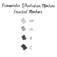 Prismacolor Premier Brush, Chisel & Fine Line Tip Assorted Marker 4-Pcs Black