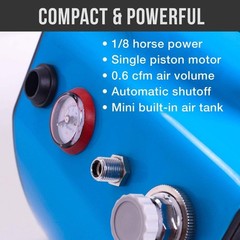 Portable Airbrush Compressor – 47 dB Noise, Constant Air Pressure for Art
