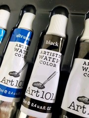 Art 101 Deluxe Art Oil Painting + Drawing Set 140+ Pieces Cherry Wood Case Box