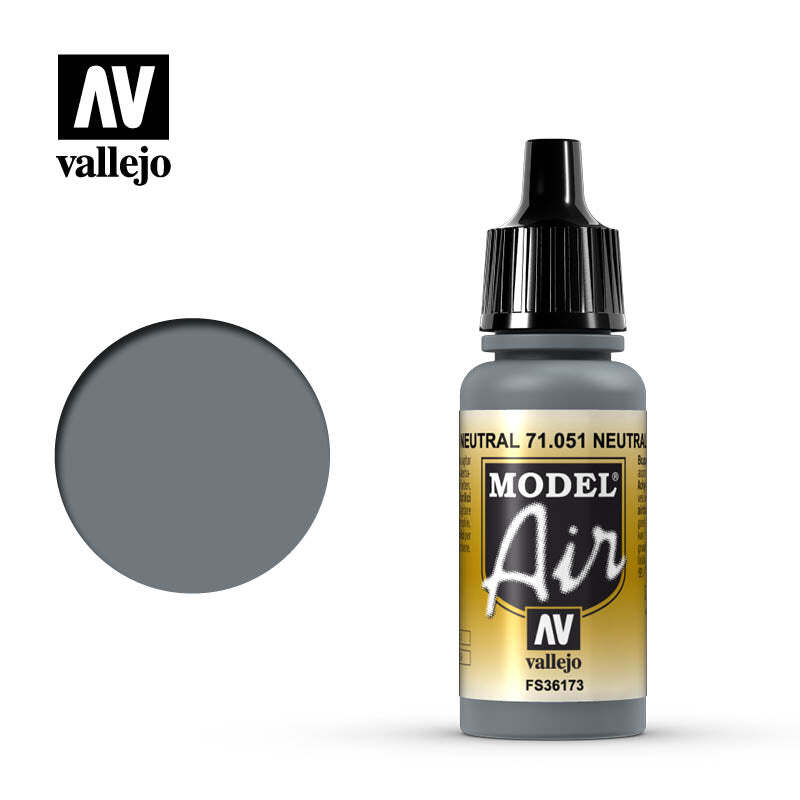 Vallejo 71051 Model Air Neutral Gray Acrylic Paint 17ml – US