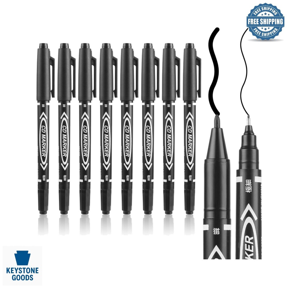 10 Pack Dual Tip Black Markers for Drawing & Art