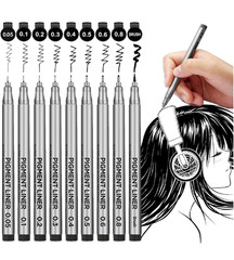 Precision Micro-Line Pens Set of 9 Black Micron Fineliner Ink Pens Waterproof…