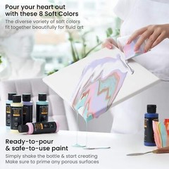 Arteza Pouring Acrylic Paint | Pastels | 4oz Bottles – Set of 8