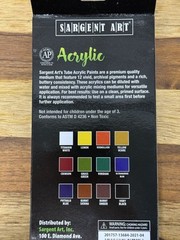 Sargent Art Acrylic Paint Set Professional Quality 12 Pack Hues Assorted Colors