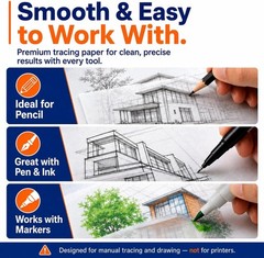Tracing Paper for Drawing Trace Paper -PSLER 150 Sheets White Translucent Traci