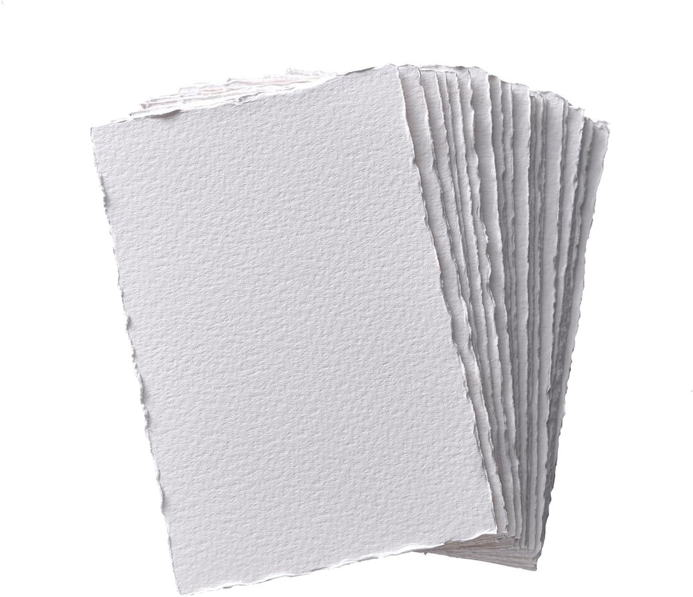 Deckle Edge Watercolor Paper, 100% Cotton, 140 LB, 300 GSM, 4×6”, 30 Sheets M…