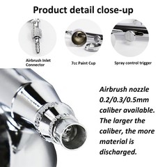 Professional Dual-Action Airbrush Kit, 0.2/0.3/0.5mm Nozzles, Gravity Feed Sp…