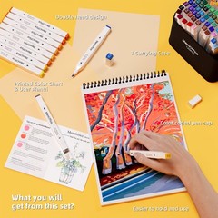 100 Colors Dual Tip Artist Alcohol Markers Set with Carrying Case – Perfect f…