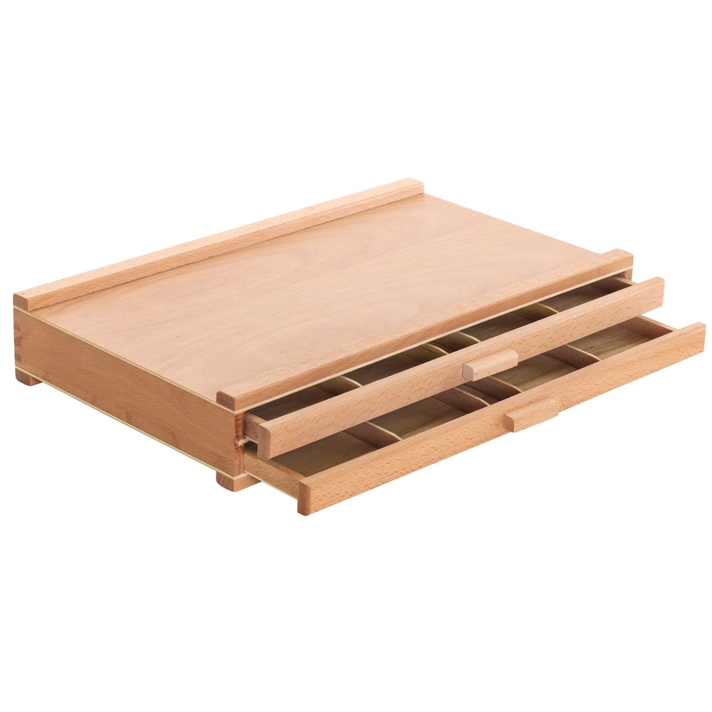 US Art Supply® 2-Drawer Artist Wood Pastel, Pen, Marker Storage Box