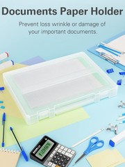 Denkee 4-Pack A4 Paper Storage Box, Portable File Case w/Handle